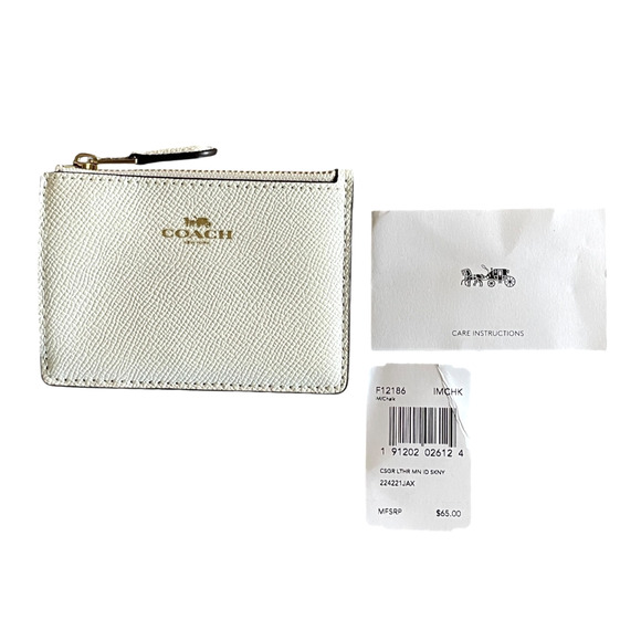 NWT COACH Chalk White Leather Skinny Mini ID Case Credit Card Holder Key Chain - Picture 7 of 7